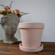 莫兰迪淡粉色红陶花盆 北欧风INS简约室内外多肉陶瓷盆栽种植通用
