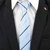 领带男士正装商务蓝色条纹手打衬衫懒人免打拉链清新蓝条手打领带