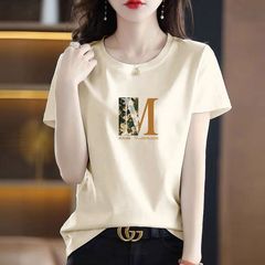 薄款不起球纯棉女韩版短袖印花