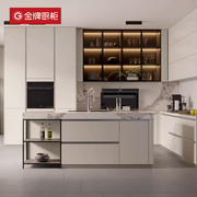 金牌厨柜厨房橱柜定制整体橱柜现代石英石台面开放式家用整体装修