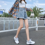 高腰牛仔短裤女夏季薄款大码宽松显瘦2023年a字阔腿热裤潮ins