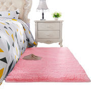粉红色长毛地毯卧室满铺可爱网红装饰可机洗日式简约纯色床边