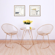 北欧镂空铁丝椅创意椅子，简约小桌椅，金属椅现代设计师椅子金色餐椅