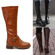 big size womens long boots Knight boots长筒靴粗跟欧美骑士靴