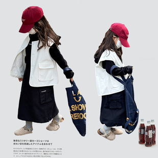 韩版儿童时尚马甲套装，2023秋装宝宝洋气，三件套女童大牌长袖潮
