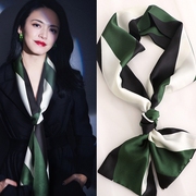 小长条丝巾女2023绿色，流行发带搭配衬衫，西装脖子领带围巾