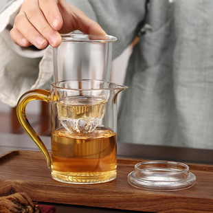 茶杯个人日式专用玻璃杯，三件套家用耐热过滤花，茶杯茶水分离泡茶杯