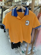男孩子儿中大童装橙色桔橘色POLO衫蓝色翻领短袖T恤上衣夏天纯棉