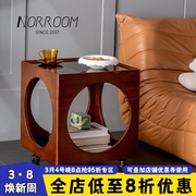 NORROOM复古实木沙发边几现代简约客厅茶几北欧可移动家用小桌子