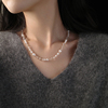 迷度奥地利施家珍珠项链人造白水晶(白水晶)毛衣，链轻奢气质多戴送女友礼物