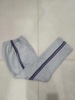 可定制纯棉男女学生校服长裤浅灰色，贴深紫黑条两道杠休闲款运动裤