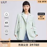 LILY2022春女装绿色环保绿色气质纯色舒适抗皱修身西装外套