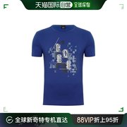香港直邮hugoboss男士宝蓝色常规版型，印花t恤tee3-50383412-42