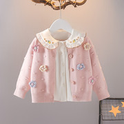 女童秋装外套宝宝毛衣针织开衫，儿童上衣女童毛衣韩版洋气婴儿衣服