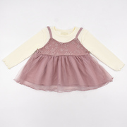 外贸春秋季2-3岁女童娃娃衫长袖女宝宝日系上衣裙衫甜美假两件套