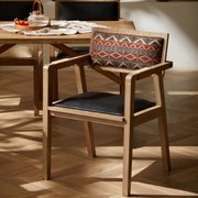 实木复古简约餐椅设计师靠背椅子，软包书桌家用咖啡，民宿休闲凳酒店