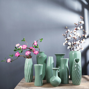 哥窑陶瓷花瓶摆件客厅插花复古风现代新中式家居鲜花干花玄关道具