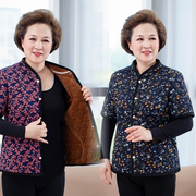 妈妈装秋冬加绒保暖马甲，中老年女装驼绒，背心奶奶加厚夹棉短袖棉衣