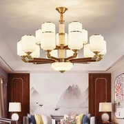 新中式吊灯全铜实木客厅灯现代简约中国风高端大气别墅餐厅灯具