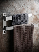 毛巾架免打孔旋转卫生间浴室，挂杆三层折叠毛巾，杆不锈钢多杆置物架