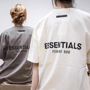 ESSENTIALS植绒字母短袖T恤男女嘻哈重磅半袖FOG高街潮牌宽松半袖