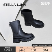 STELLA LUNA女鞋春夏牛皮短筒靴时尚烟囱靴厚底增高齿轮鞋马丁靴