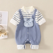爬服个宝宝月洋气12-两件韩版连体衣，网红长袖外套6婴儿春秋假衣服
