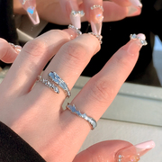 液态蓝荆棘开口戒指女小众设计回流氚气戒指，素圈戒指尾戒食指指环