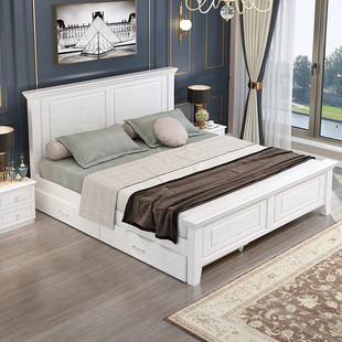 美式实木床现代简约1.8米双人床1.5米主卧欧式大床家用1.2m单人床