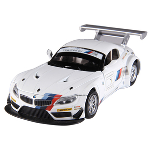 彩珀成真1 24合金汽车模型白色宝马Z4 GT3赛跑车声光开门儿童玩具