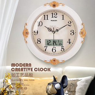 客厅静音挂钟家用创意时钟时尚，个性田园钟表，欧式挂表卧室石英钟表