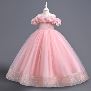 女童礼服公主裙高端童装蓬蓬裙长款钢琴演出连衣裙儿童礼服裙