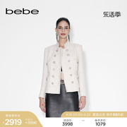 bebe冬季系列女士气质立领双排扣纯色小香风外套440312