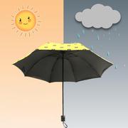 卡通可爱折叠伞黑胶，防紫外线太阳伞晴雨两用学生，两用伞女反向雨伞