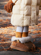 两穿亲子款|冬季儿童雪，c地靴真羊皮毛，一体宝宝靴子女童成人中筒