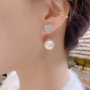 2022年潮s925银针珍珠镶钻爱心耳钉一款两戴耳环气质少女耳坠