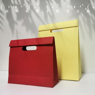小包装袋红色 时尚挖孔手提袋 伴手礼纸袋子定制颜色logo
