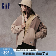 Gap女装早春时尚弹力V翻领长袖衬衫潮流洋气高级休闲上衣757608