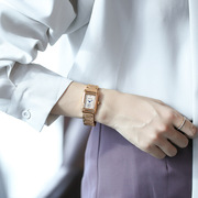 时尚女士防水手表钢带气质/复古长方形石英金色银白色国产腕表