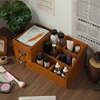 Zakka桌面置物架木制抽屉式木质化妆品收纳盒收纳架面膜香水整理