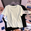 高中女生纯白短T恤夏2024小个子初中学生设计感小衫纯棉上衣