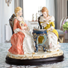 欧式家居创意陶瓷人物摆件蕾丝，瓷偶装饰品纯手工彩色精致工艺