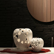 现代极简约白色蛋型镂空花瓶摆件客厅插花样板间创意高级感花器