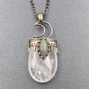 天然白水晶(白水晶)月亮，项链紫水晶吊坠粉晶青金石，欧美流行外贸饰品女
