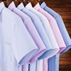 夏季纯棉男士短袖衬衣商务纯色，宽松休闲大码防皱寸衬衫工作装上衣
