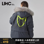 linc金羽杰羽绒服女款工装感大毛领，短款反季羽绒服女外套2044242