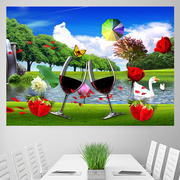 客厅餐厅装饰画3d立体墙贴自粘电闸箱，现代背景墙壁画床头防水卧室