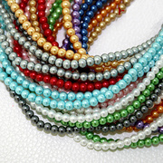 耳环DIY手工材料饰品配件 6mm玻璃仿珍珠自制手链项链串珠散珠子