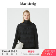 Marisfrolg玛丝菲尔羊毛冬季黑色条纹长袖衬衫上衣女装