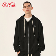coca-cola可口可乐简约纯色字母，印花连帽开衫，卫衣外套男女同款